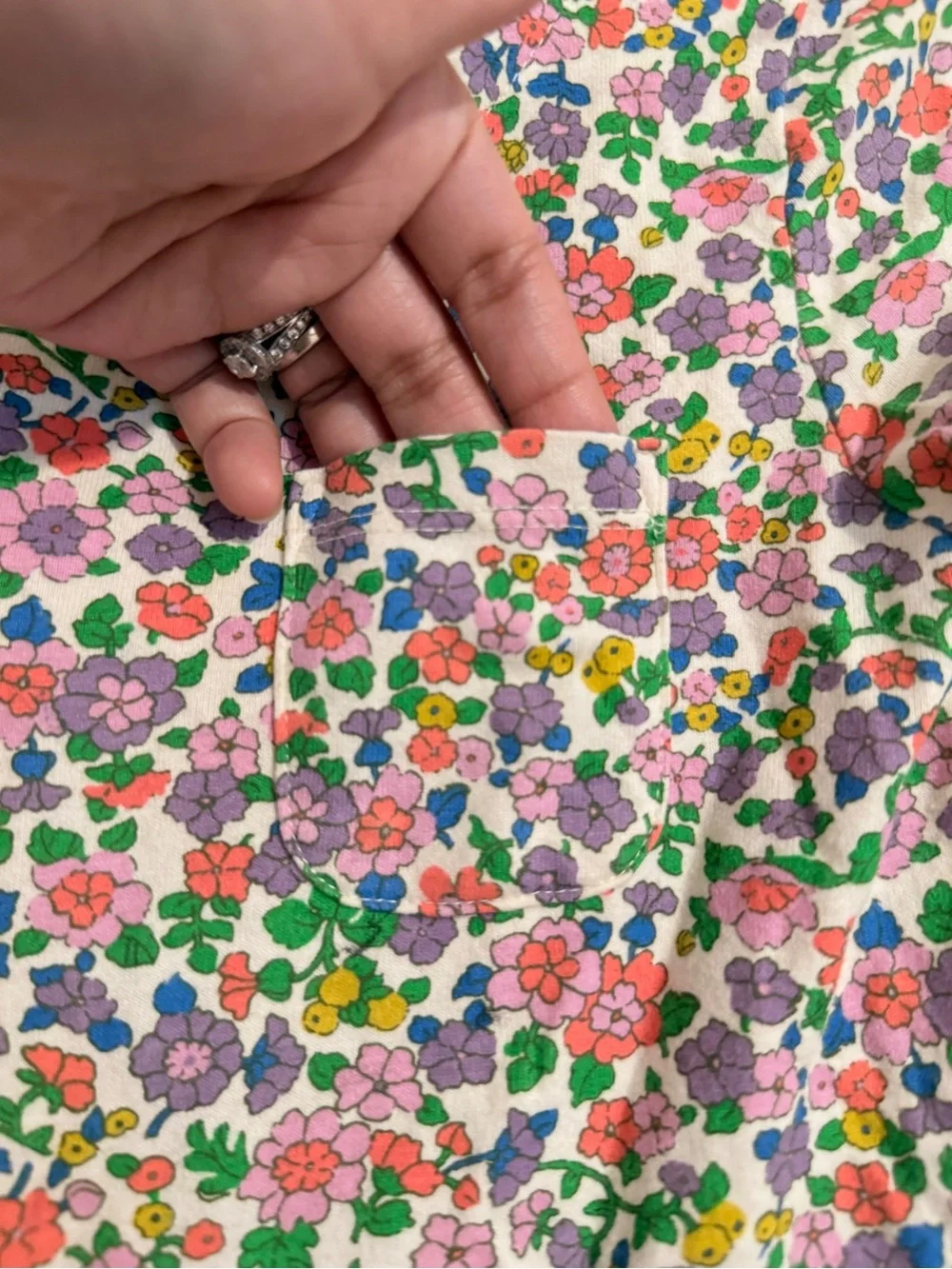 Mini Boden Floral Long Sleeve Dress - Pink, Green & Purple